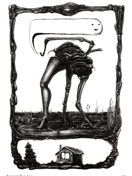 leg, limited edition dark art Giclée print by Bartosz Zaskòrski, A4 size.